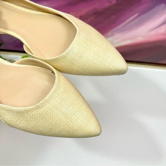 Sam Edelman Women's Wanda Pointed Toe Flat in Bleached Beechwood Weave Size 10 - Picture 6 of 9